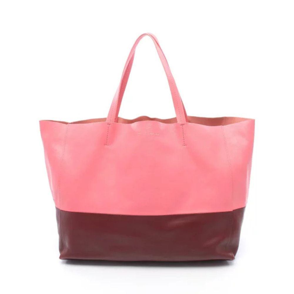 Celine Horizontal Cabas Tote Bag Leather Pink Burgundy Red